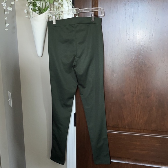 Olive & Black Pleather Small New Leggings - Picture 6 of 6